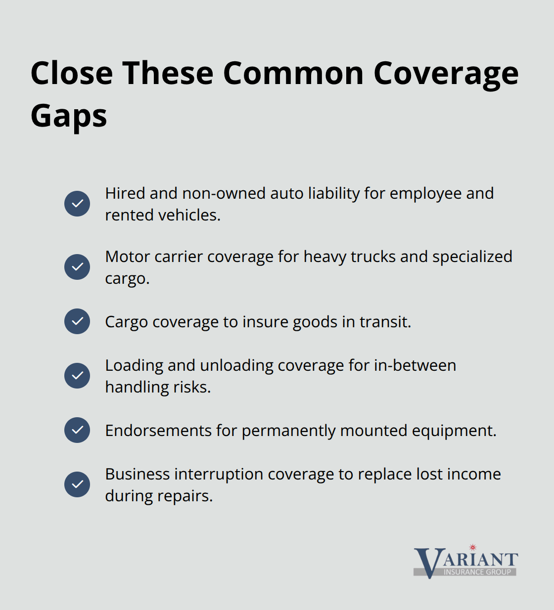 Checklist of nonstandard coverages that protect Minnesota fleets