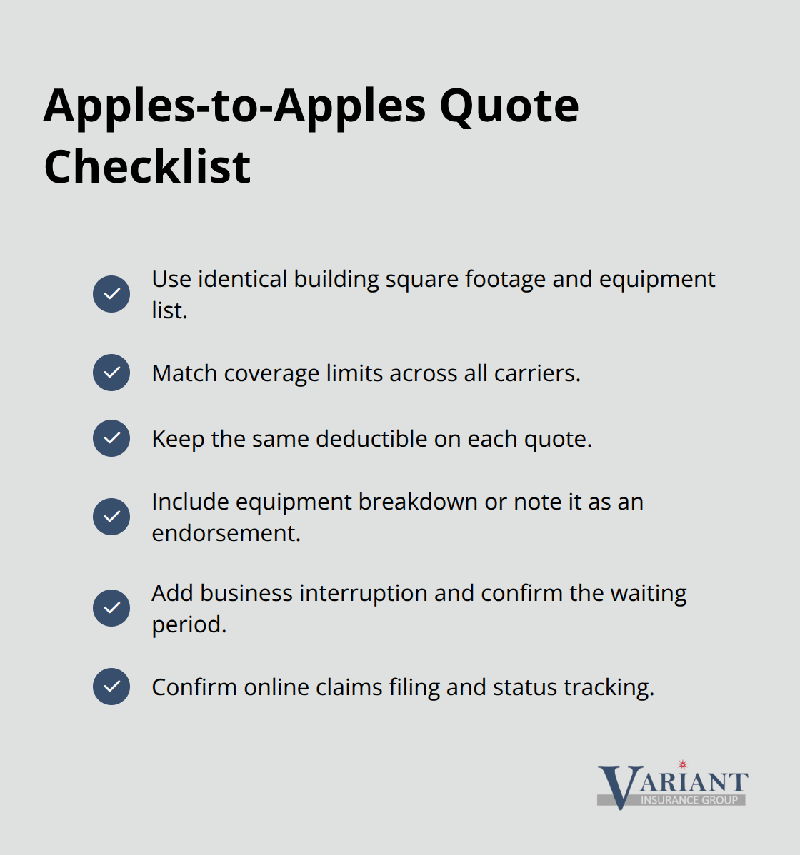 Checklist to standardize commercial property insurance quotes for Minnesota businesses - best commercial property insurance companies