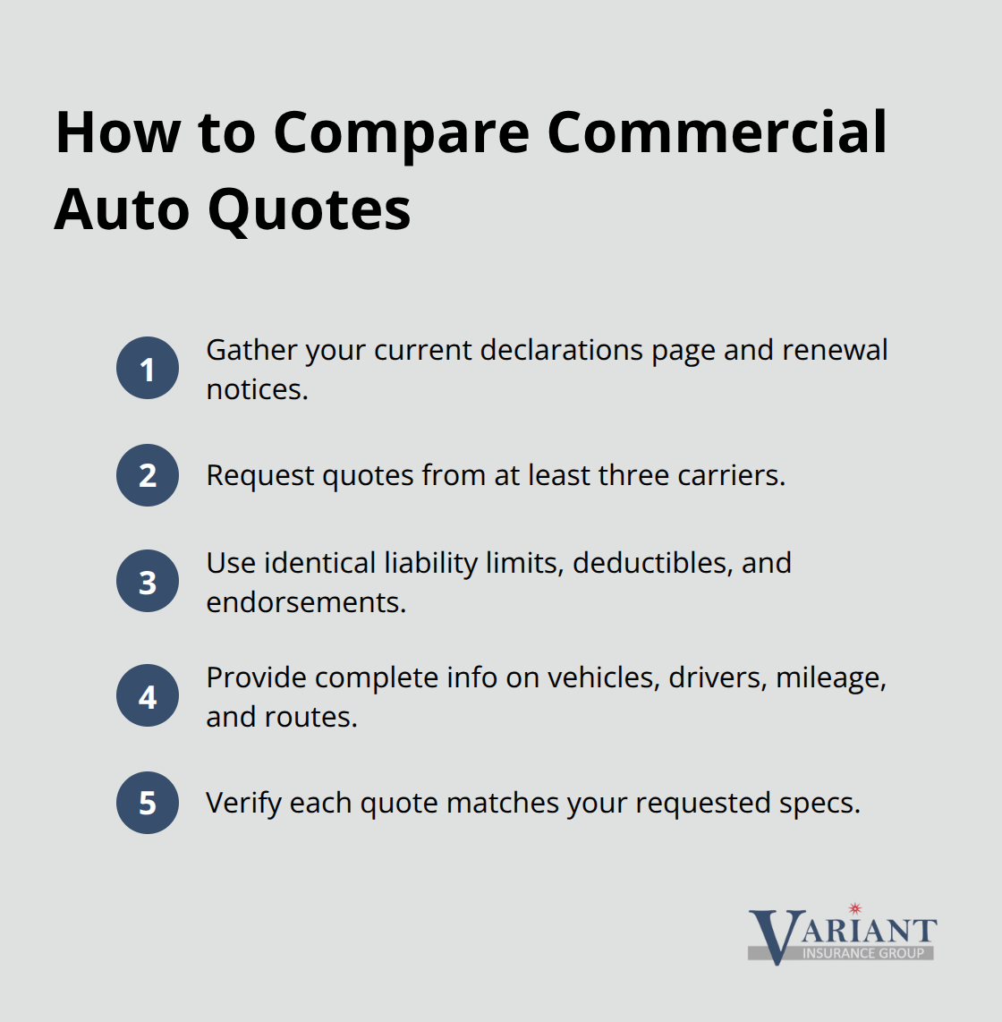 Step-by-step checklist to get apples-to-apples commercial auto quotes - commercial auto policy reviews