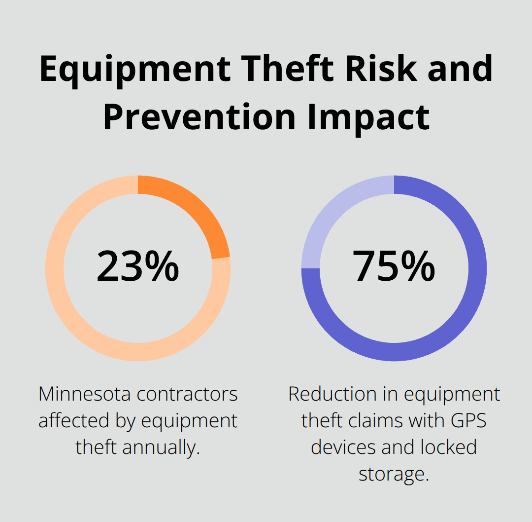 Percentages showing how common equipment theft is and how prevention reduces claims - contractor insurance