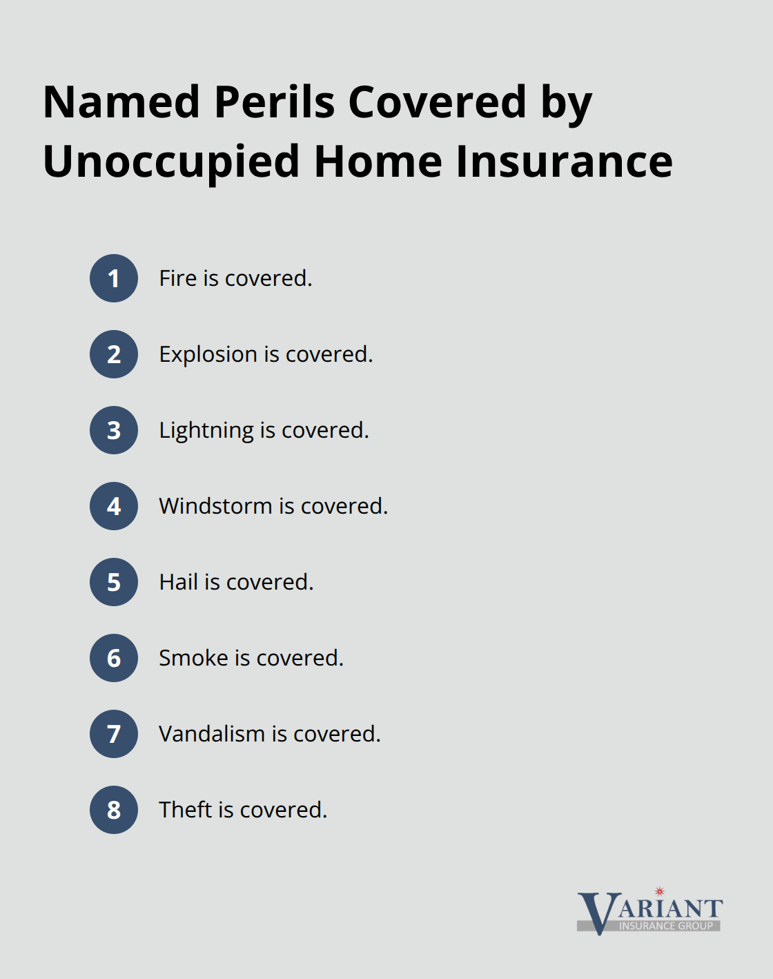 Compact list of common named perils for vacant homes