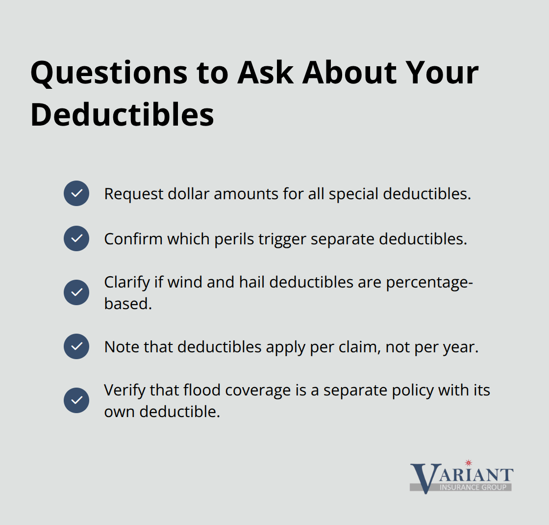 Checklist of key deductible questions for homeowners to review with their insurance agent. - property insurance deductible
