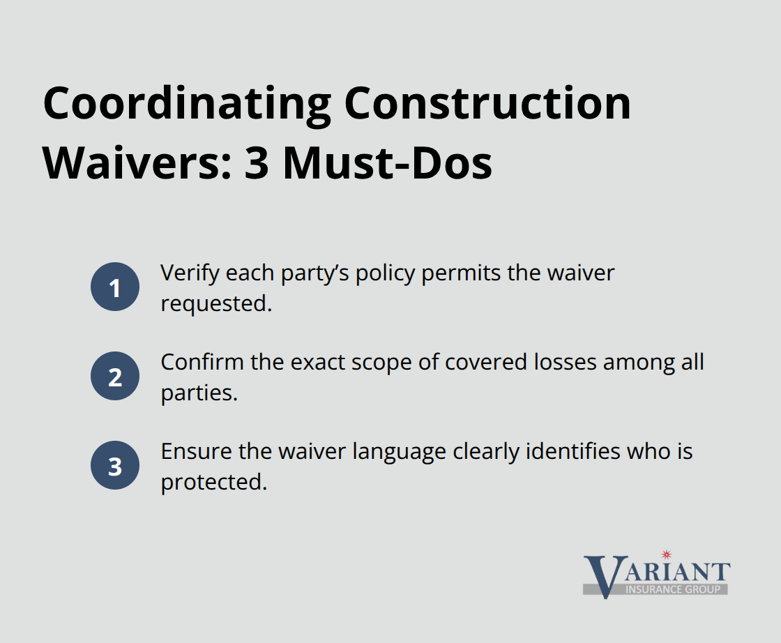 Three key coordination steps for mutual waivers in construction contracts - property insurance waiver of subrogation