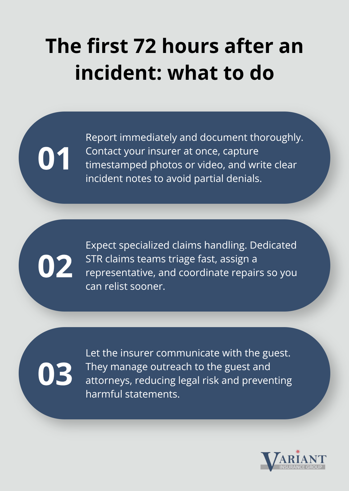 Three-step guide for Minnesota STR hosts to secure claim approval within the first 72 hours - short term rental liability